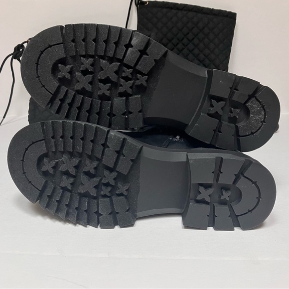 Sabrini Black Caviar Quilted Tall Boots Size 7 Chunky Heel New - Picture 7 of 11